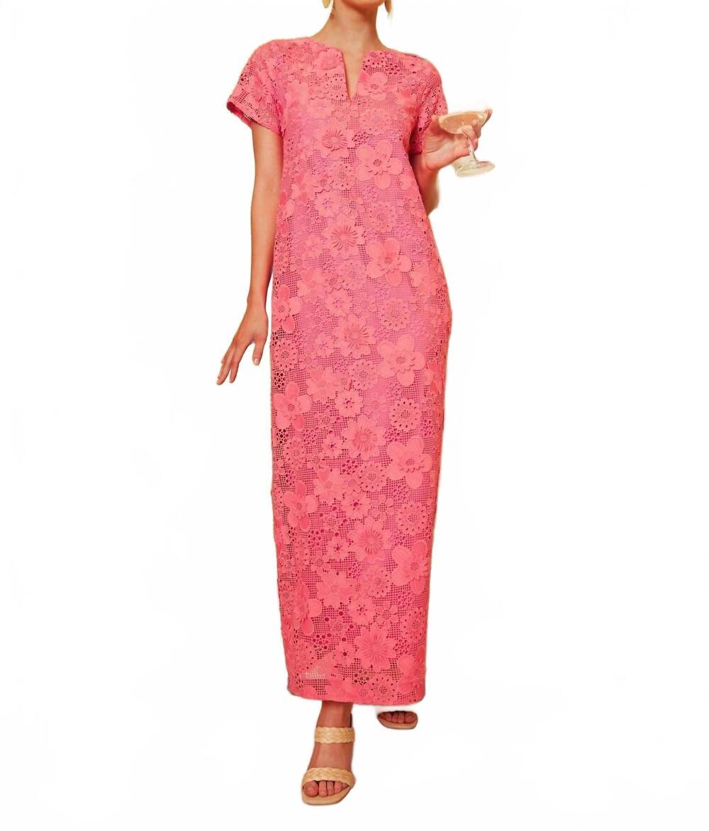NEW ABBEY GLASS heidi caftan gown in carnation